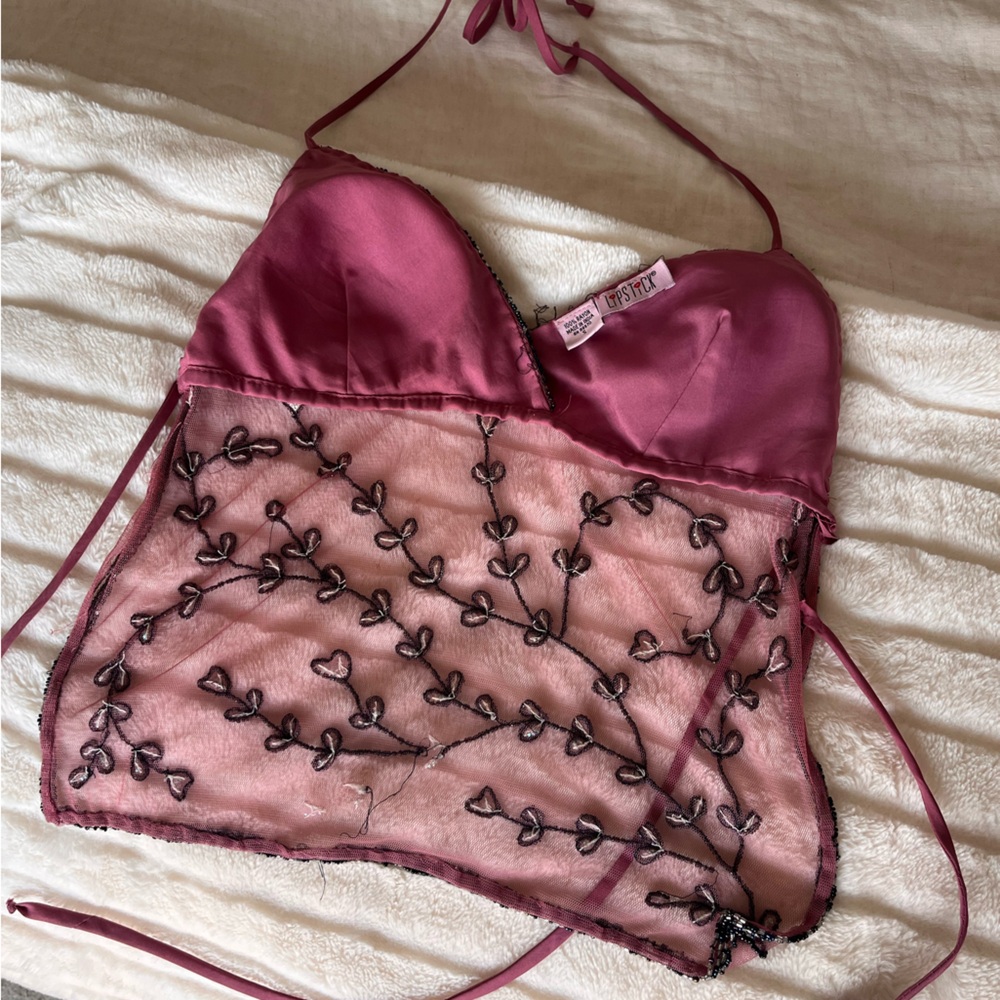 Vintage Pink Beaded Halter Top - Picture 5 of 5